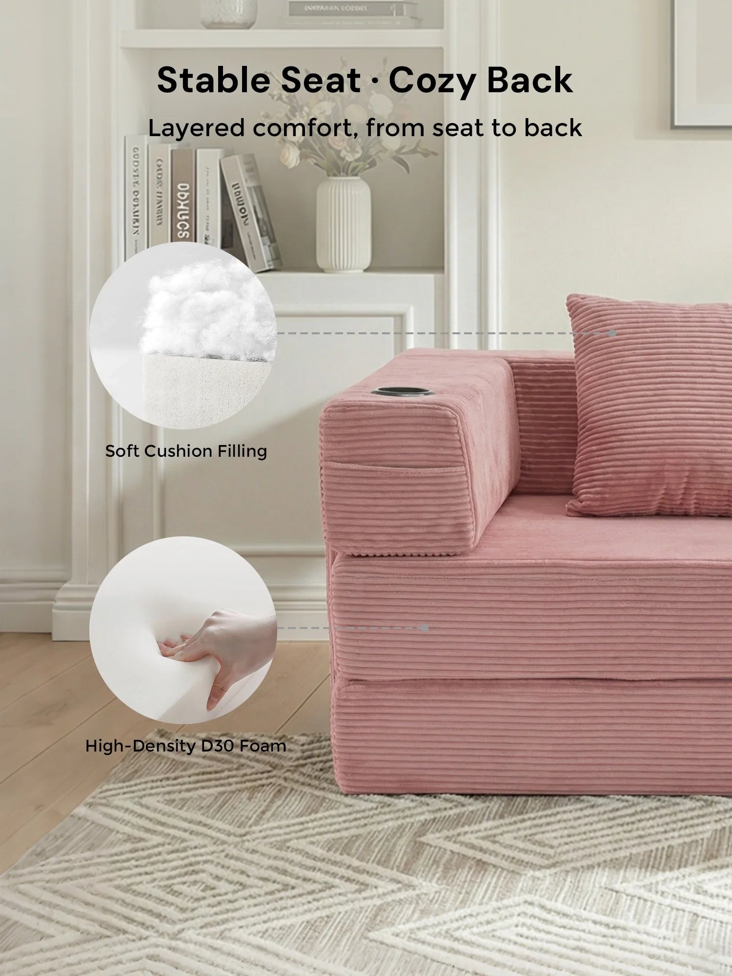Selene Compressed Modular Sofa Bed-14.2" Seat Height