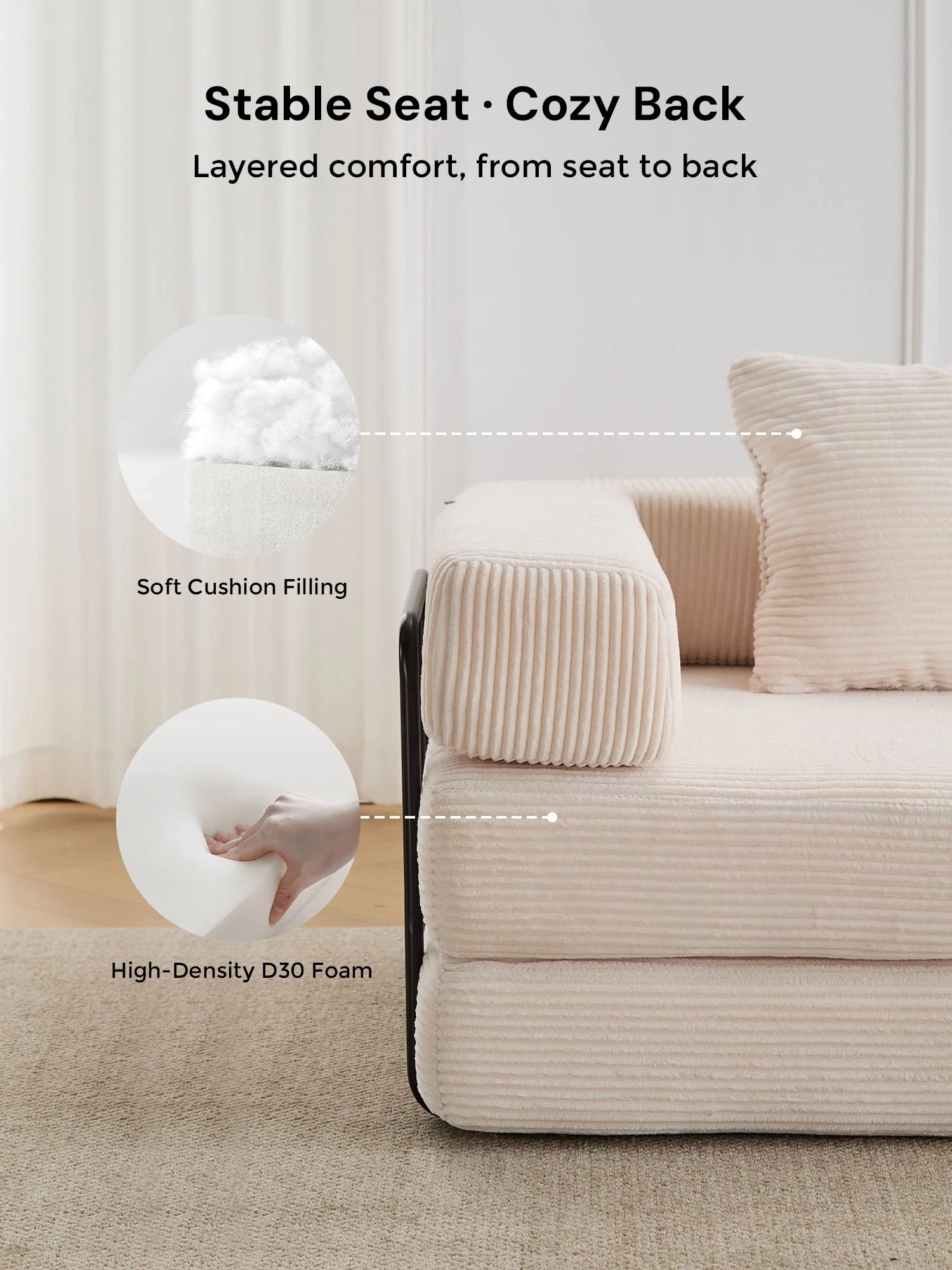 Selene Compressed Modular Sofa Bed-14.2" Seat Height