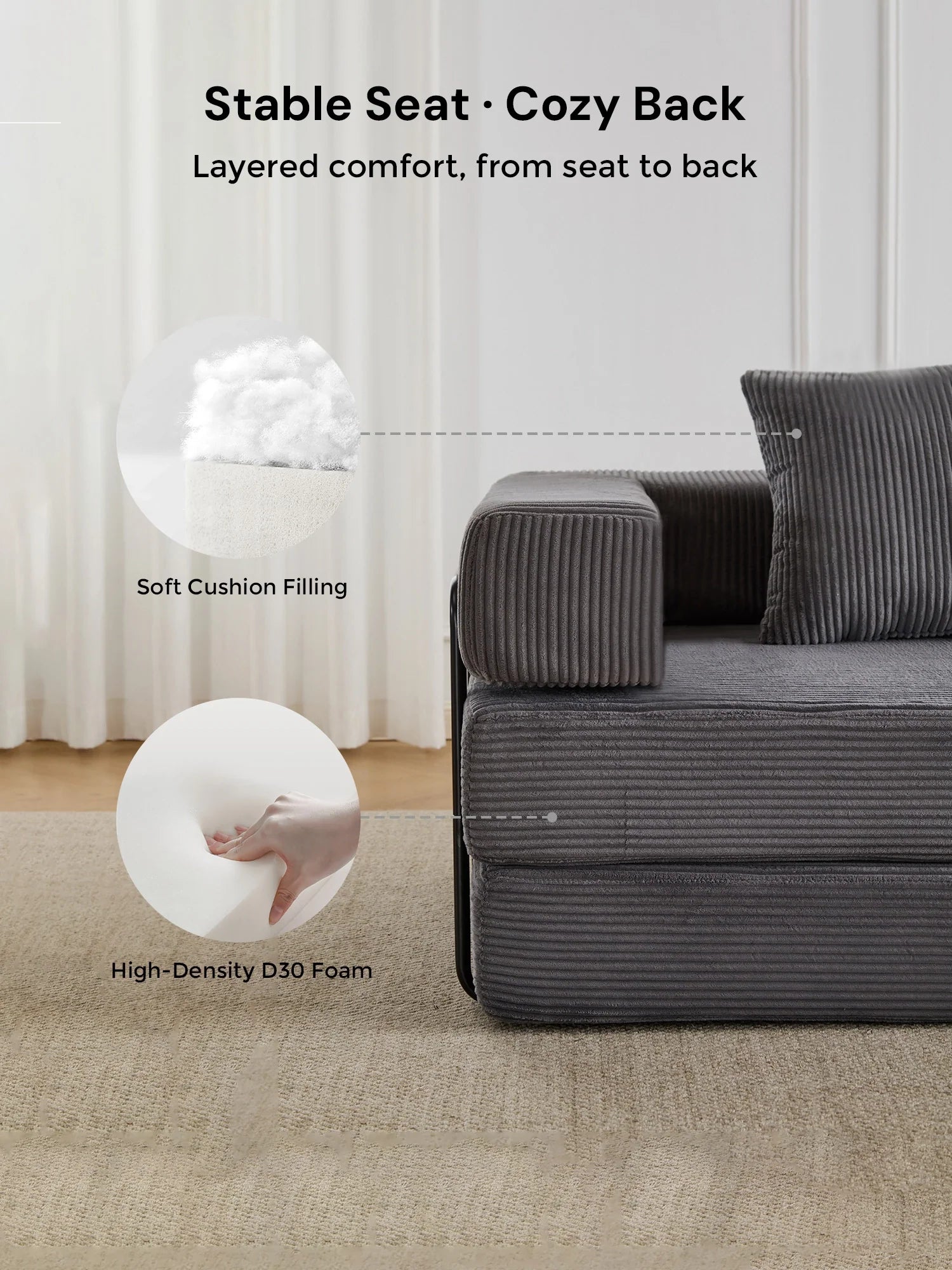 Selene Compressed Modular Sofa Bed-14.2" Seat Height