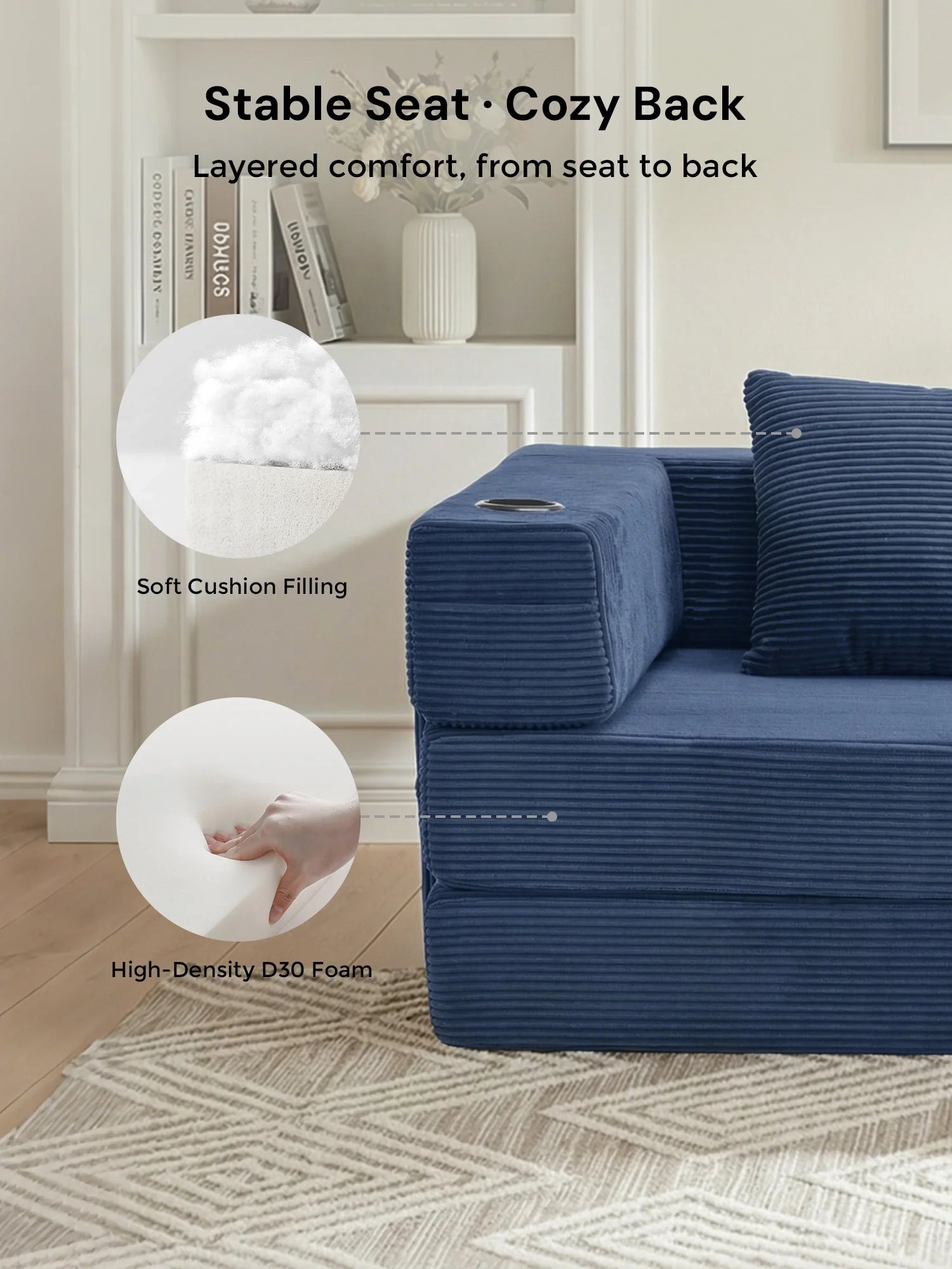 Selene Compressed Modular Sofa Bed-14.2" Seat Height