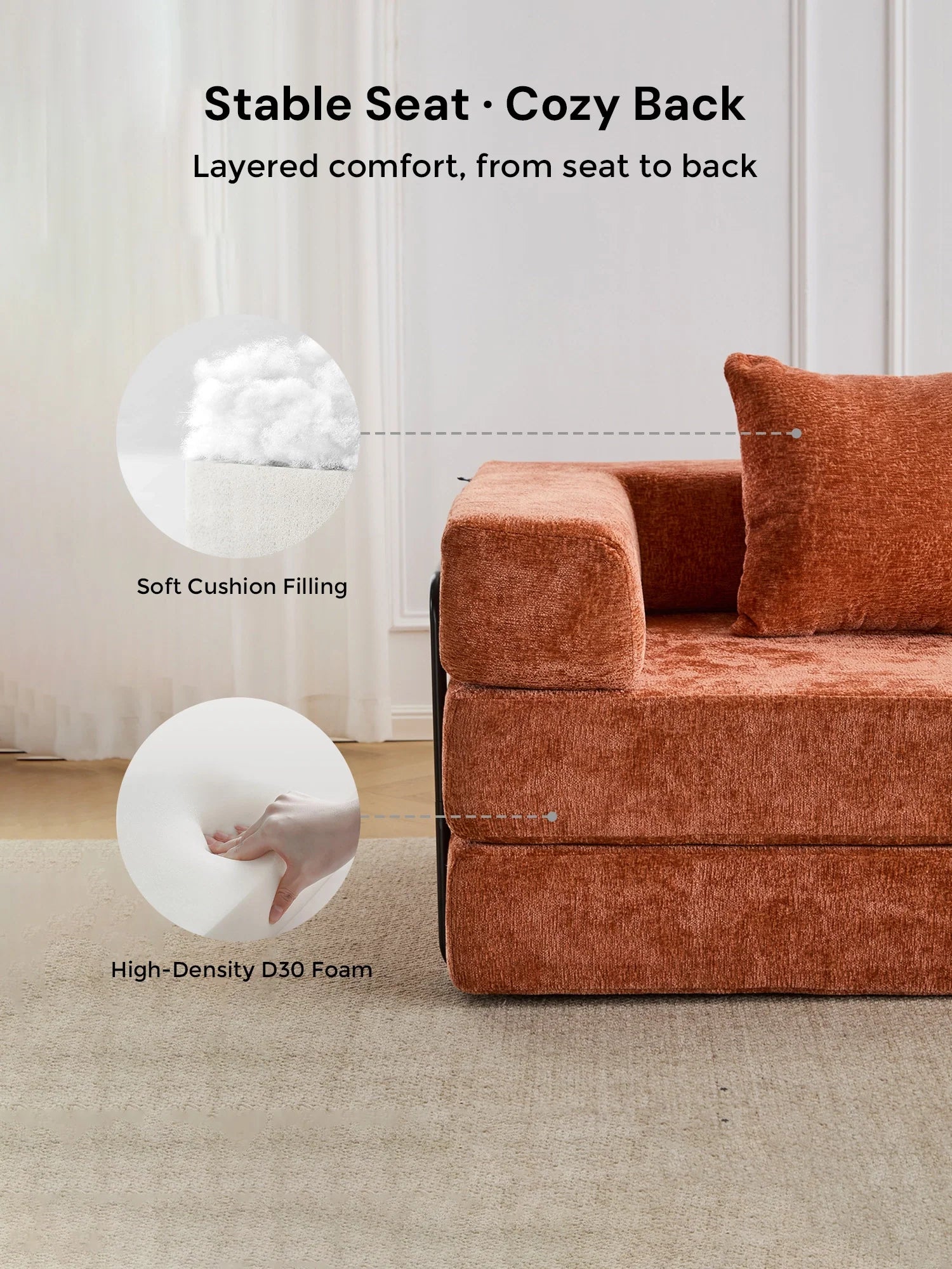 Selene Compressed Modular Sofa Bed-14.2" Seat Height
