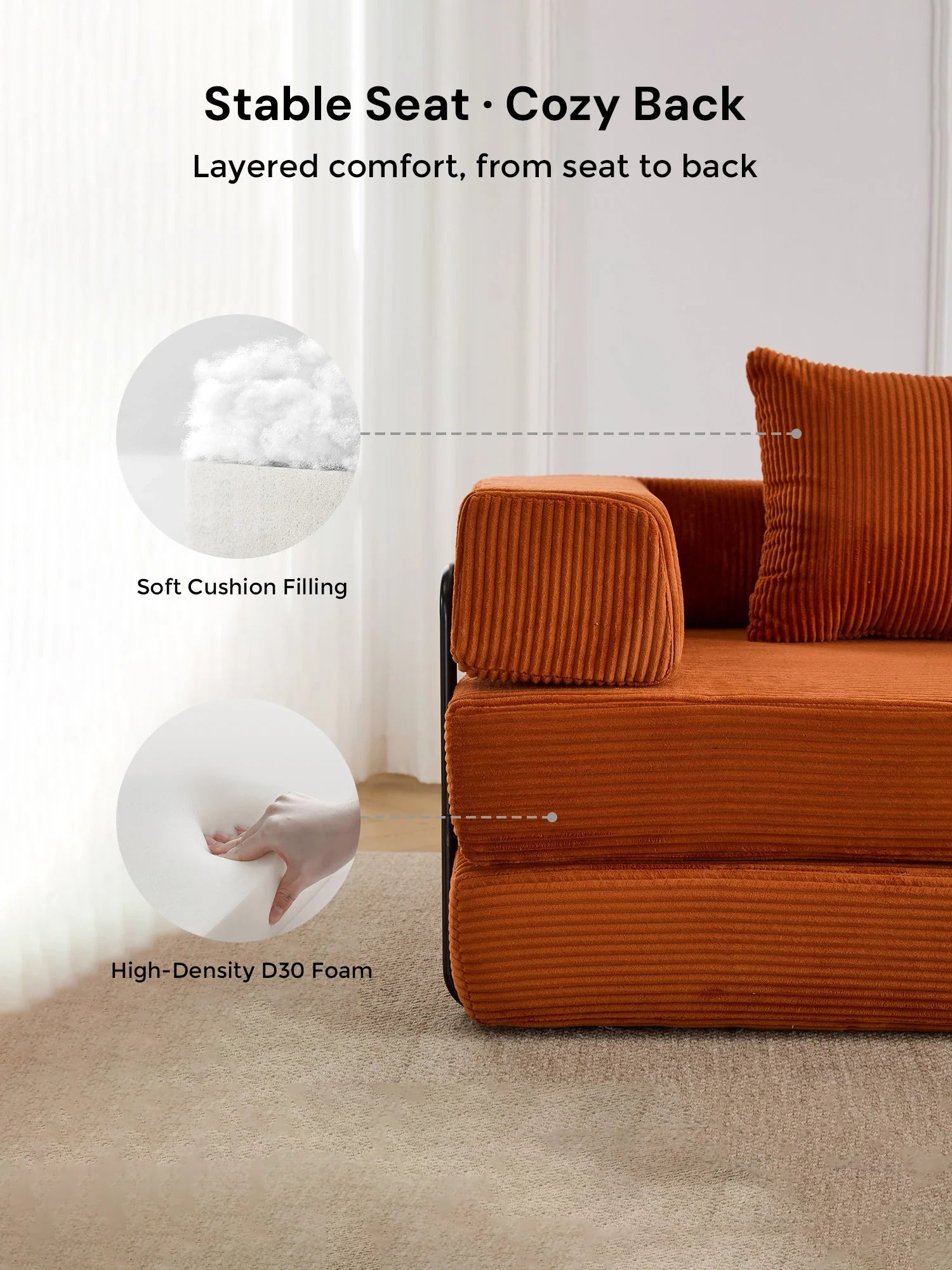 Selene Compressed Modular Sofa Bed-14.2" Seat Height