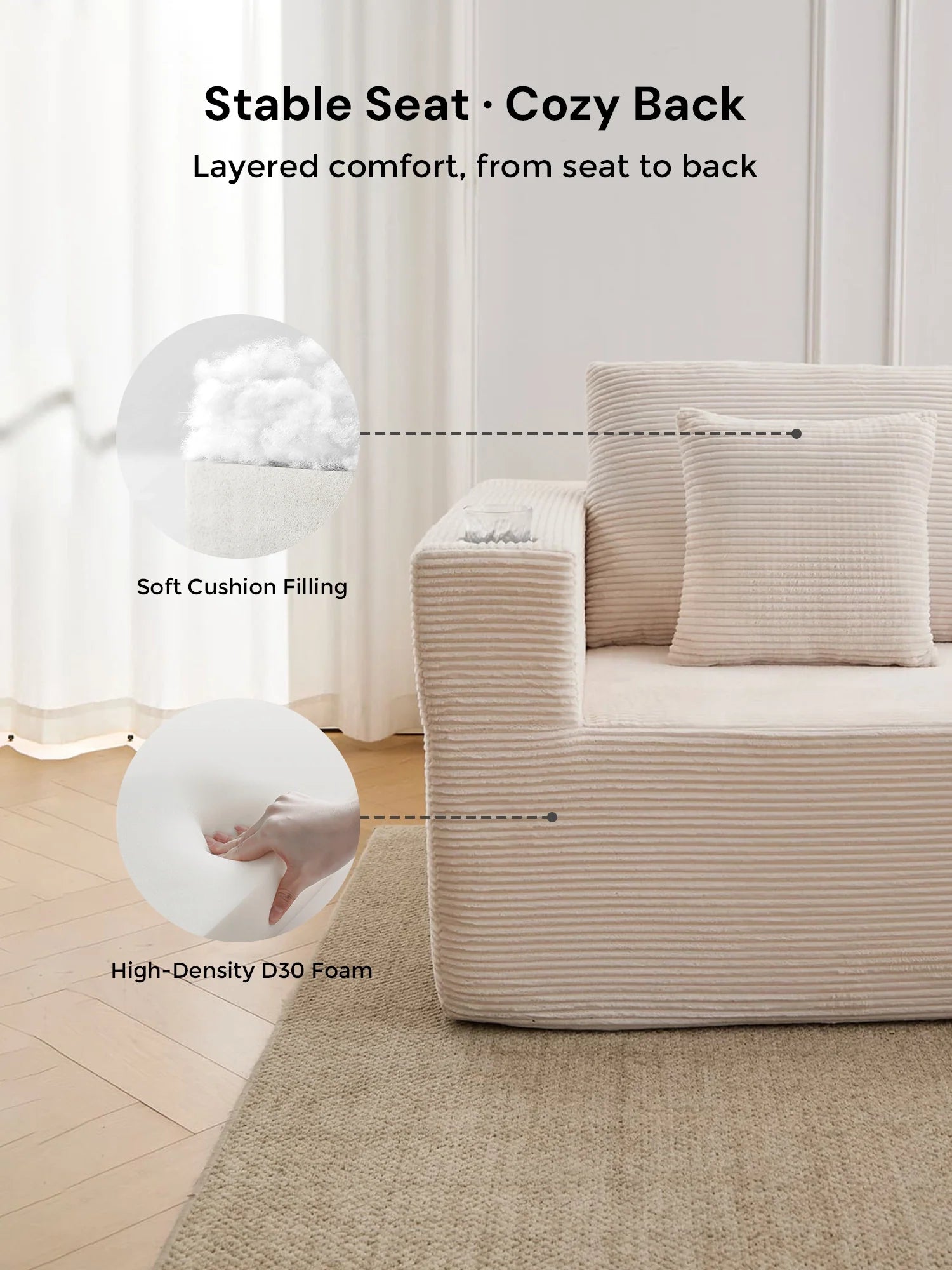 Hestia Compressed Modular Sofa with Cup Holders & Storage