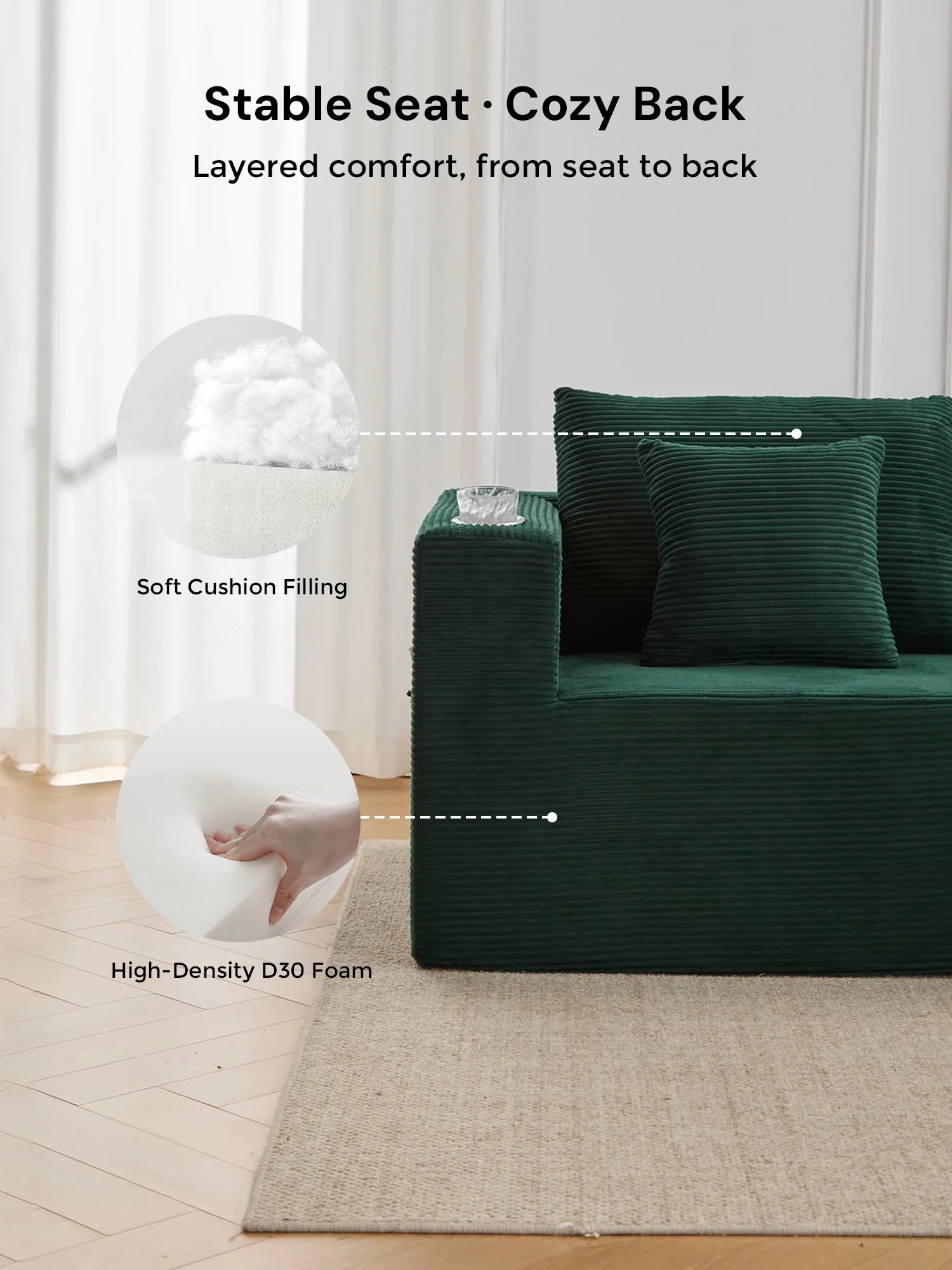 Hestia Compressed Modular Sofa with Cup Holders & Storage