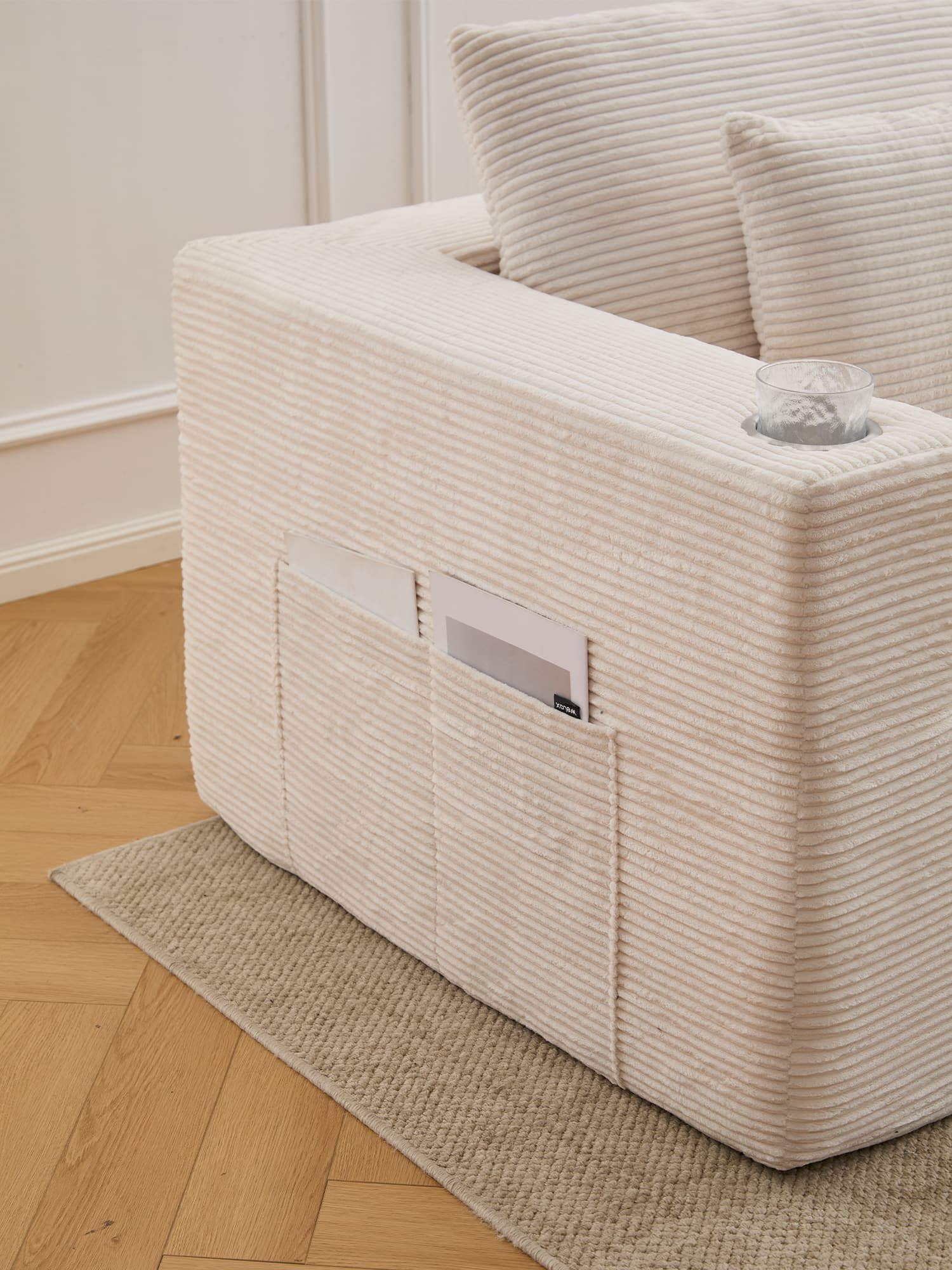 Hestia Compressed Modular Sofa with Cup Holders & Storage