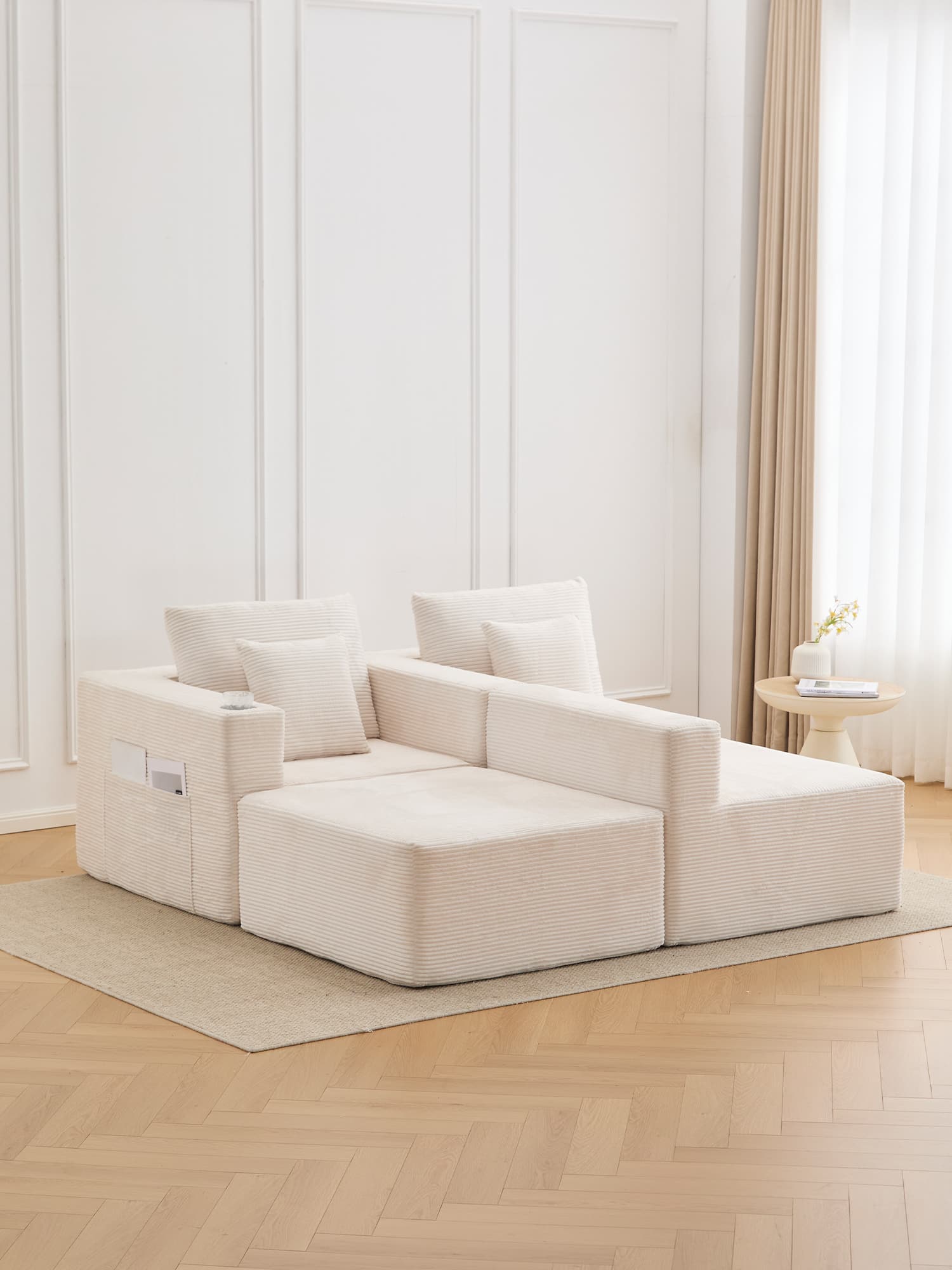 Hestia Compressed Modular Sofa with Cup Holders & Storage