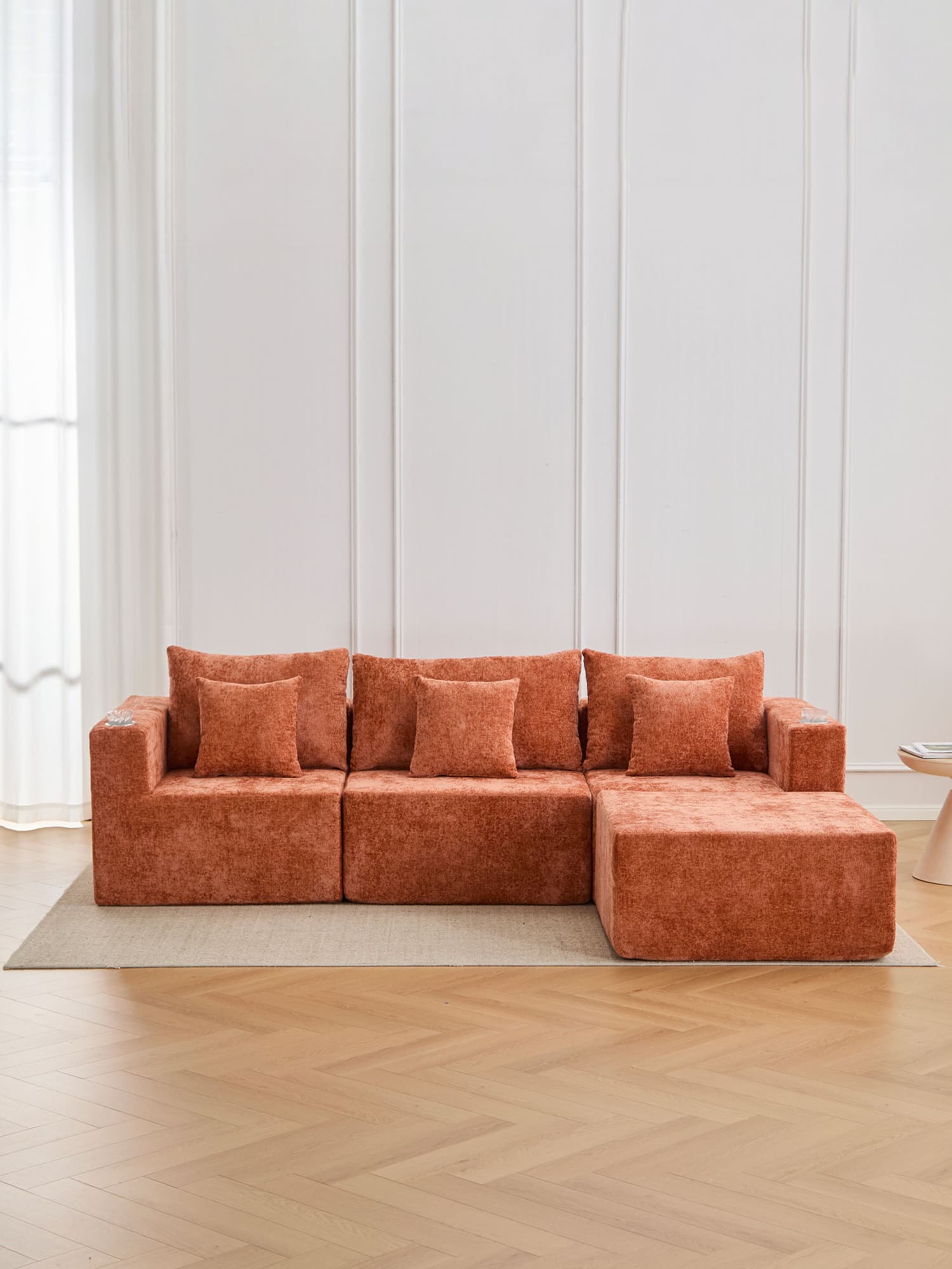 Hestia Compressed Modular Sofa with Cup Holders & Storage