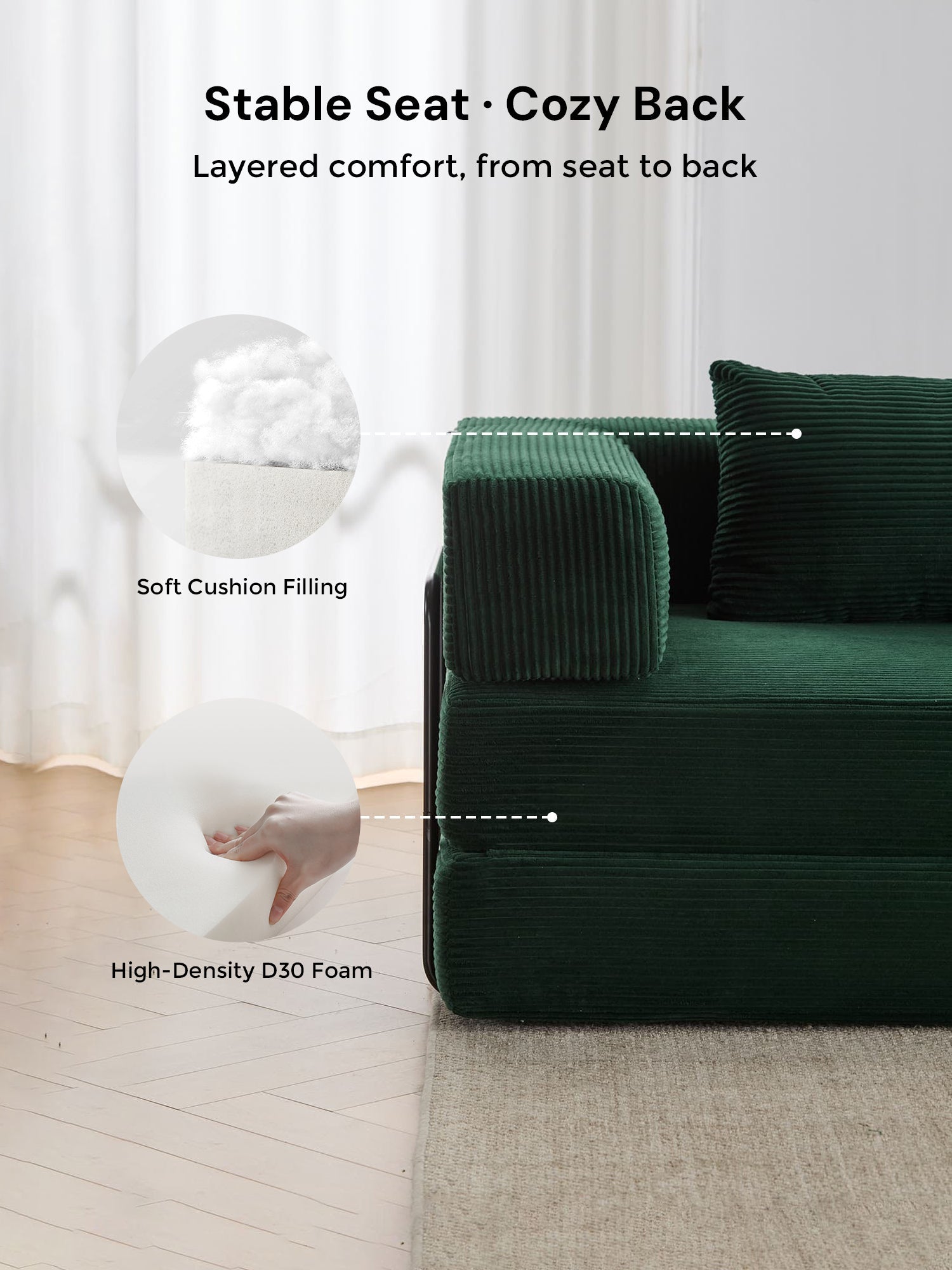 Selene Compressed Modular Sofa Bed-14.2" Seat Height