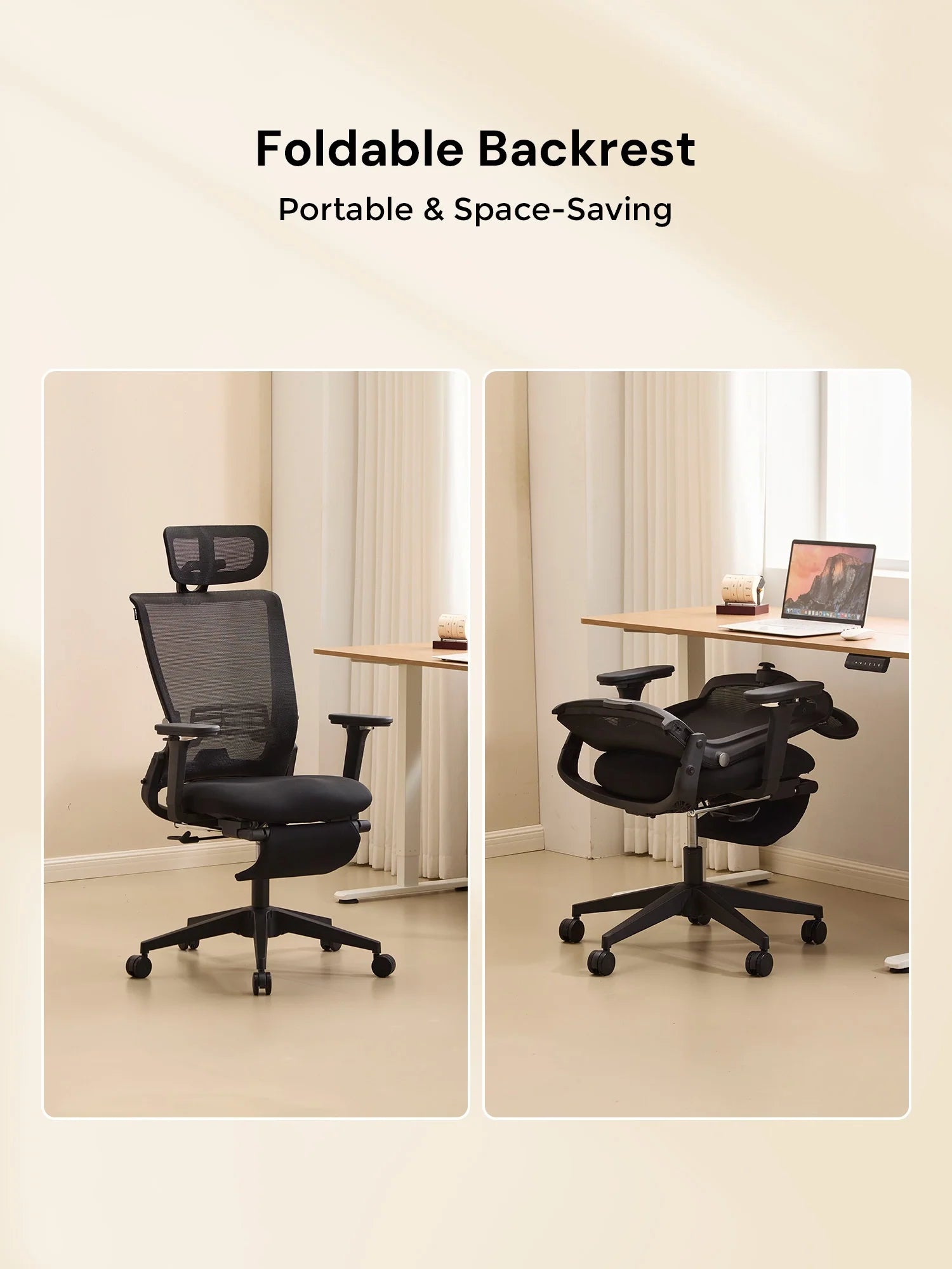 S4 Ergonomic Desk Chair with Foldable Backrest