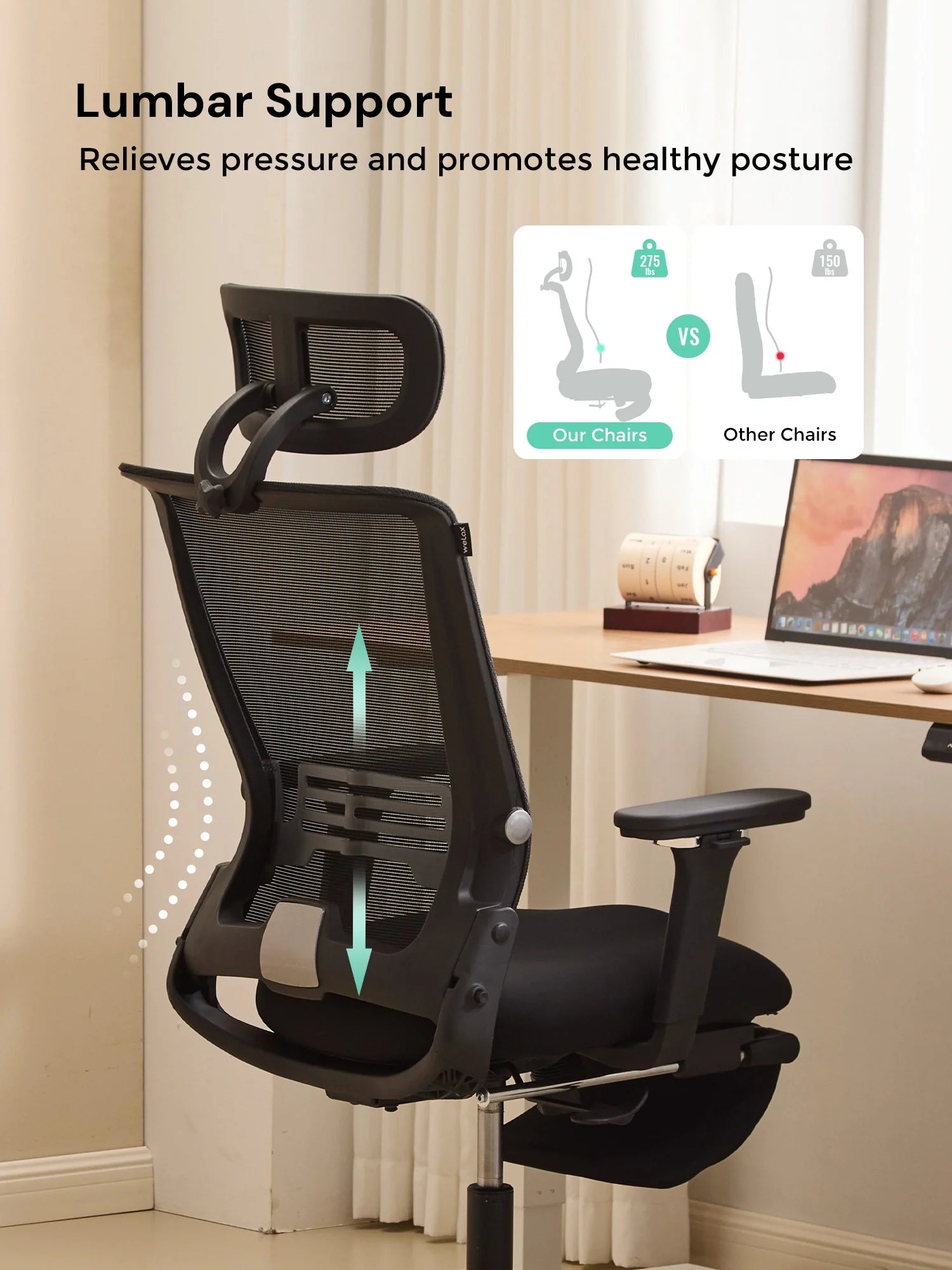 S4 Ergonomic Desk Chair with Foldable Backrest