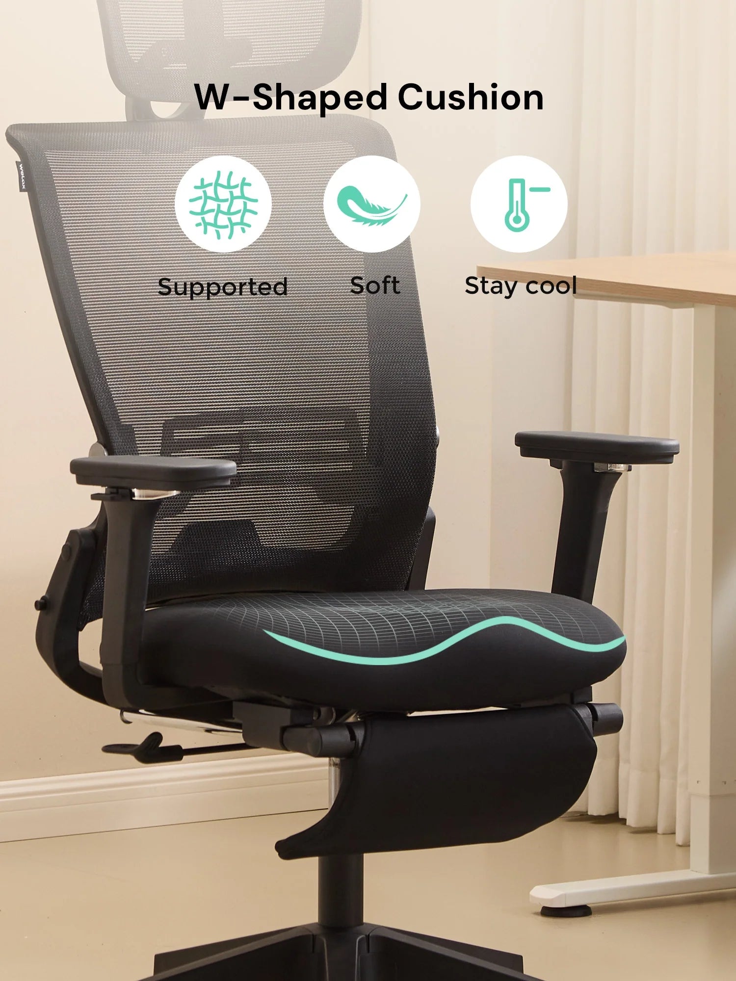S4 Ergonomic Desk Chair with Foldable Backrest