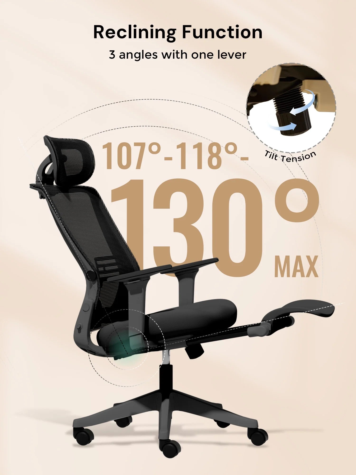 S4 Ergonomic Desk Chair with Foldable Backrest