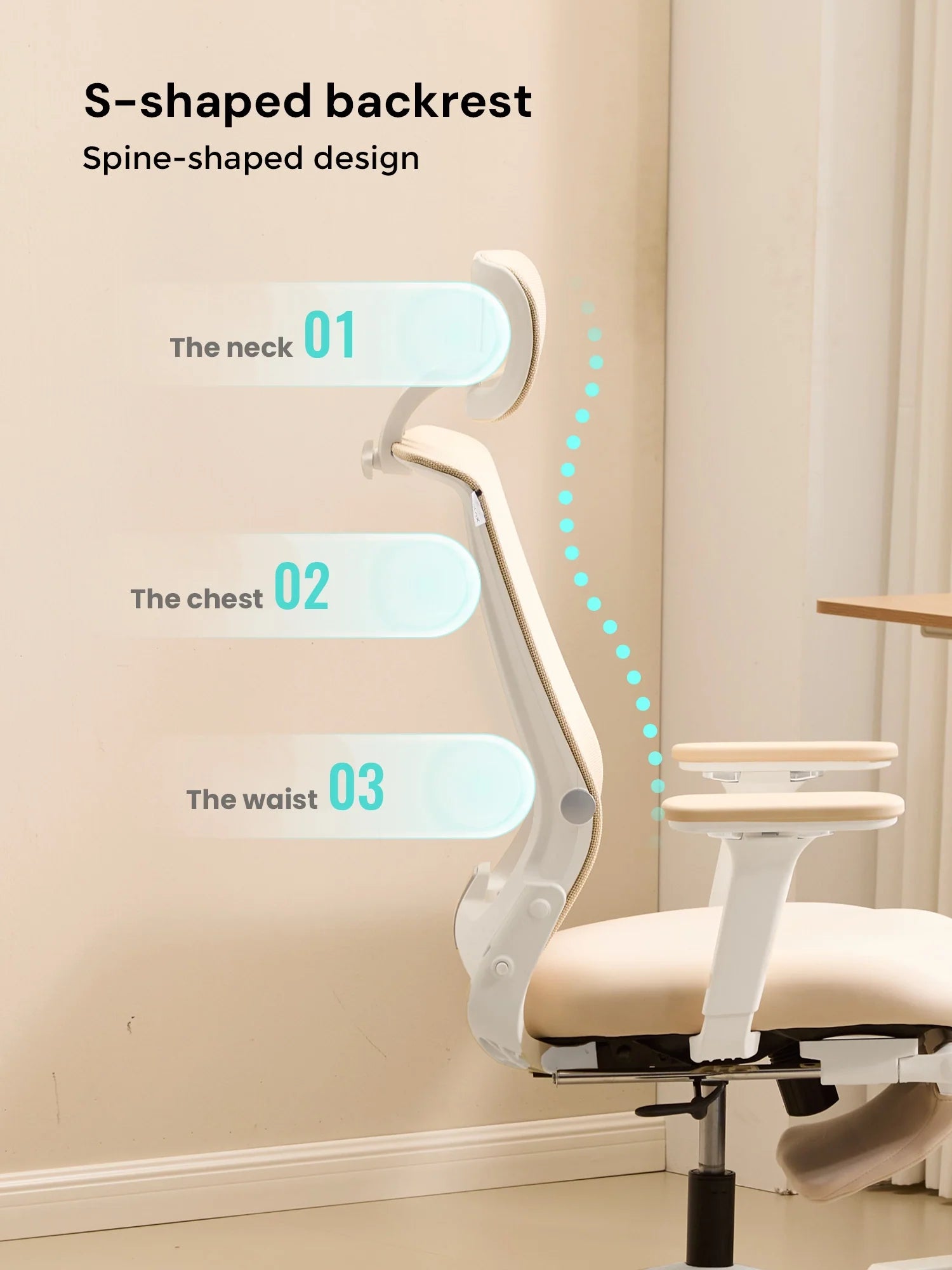 S4 Ergonomic Desk Chair with Foldable Backrest