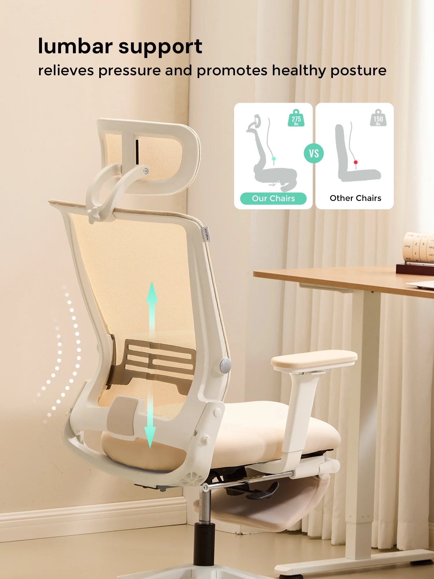 S4 Ergonomic Desk Chair with Foldable Backrest