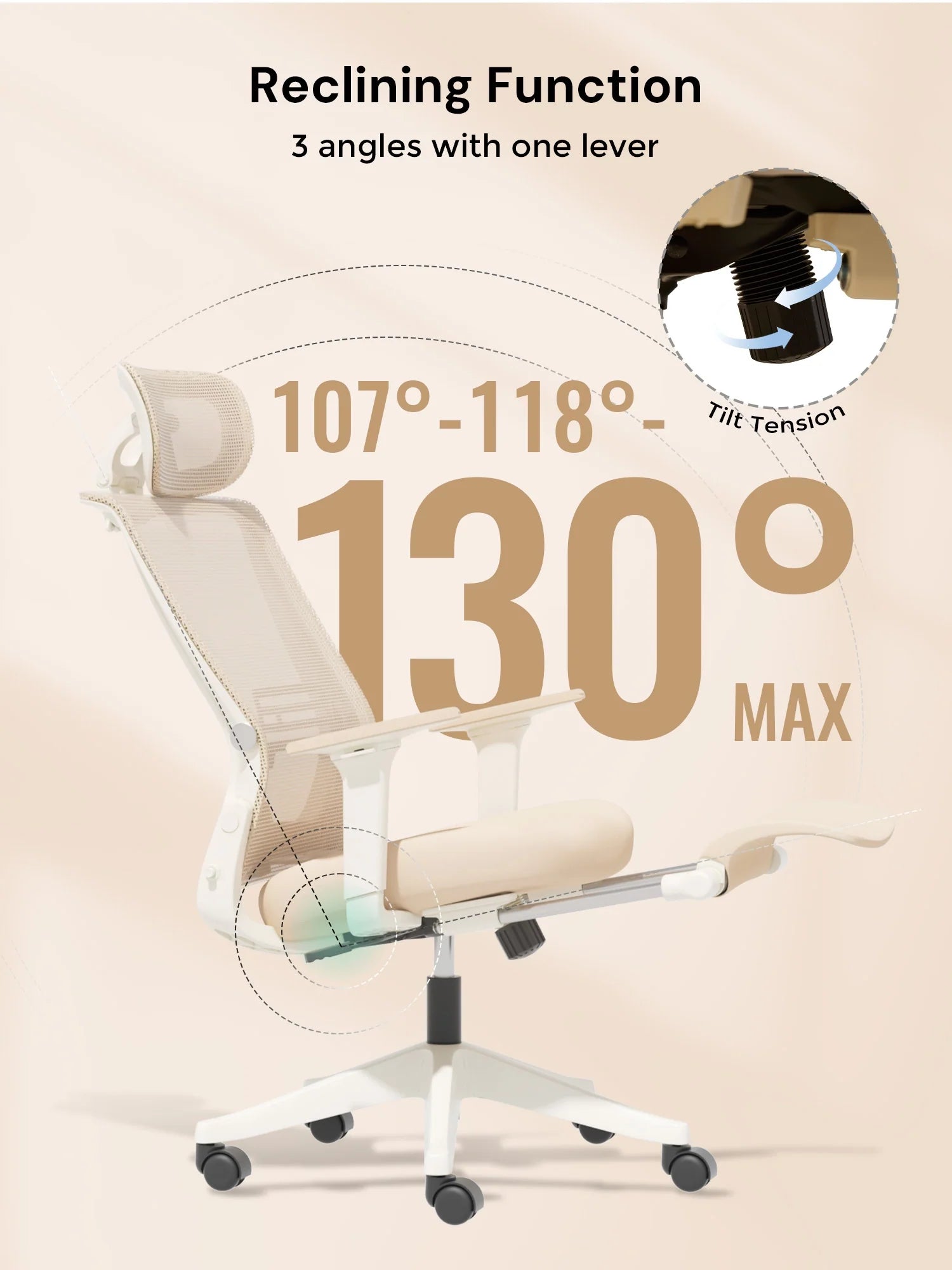 S4 Ergonomic Desk Chair with Foldable Backrest