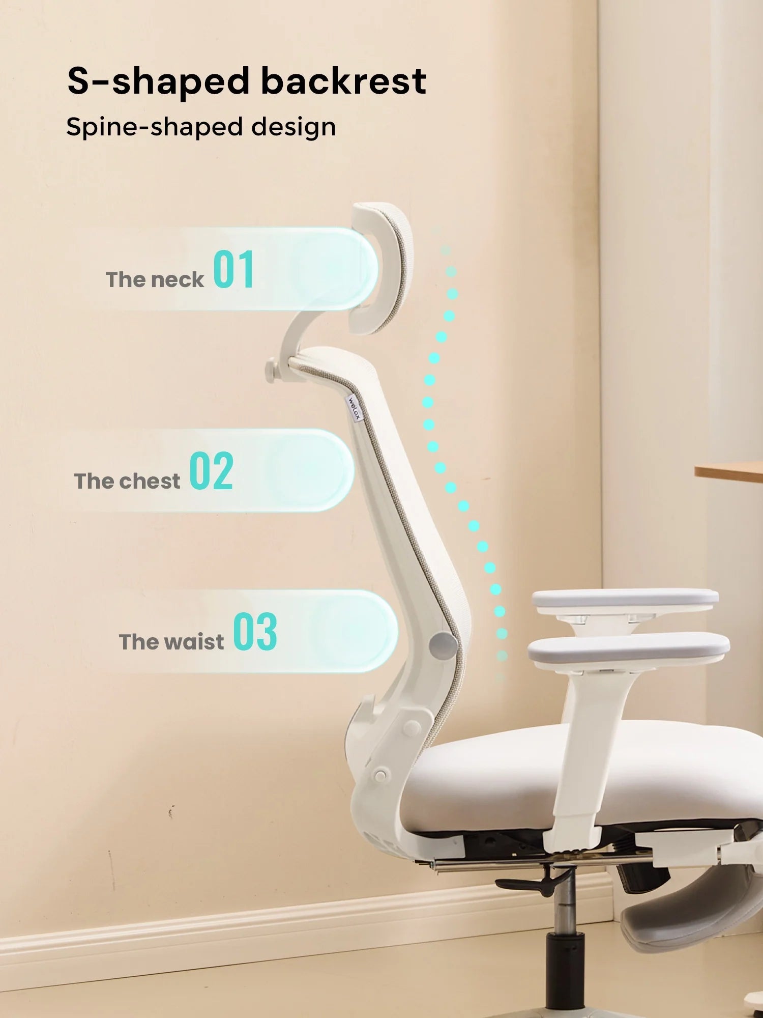 S4 Ergonomic Desk Chair with Foldable Backrest