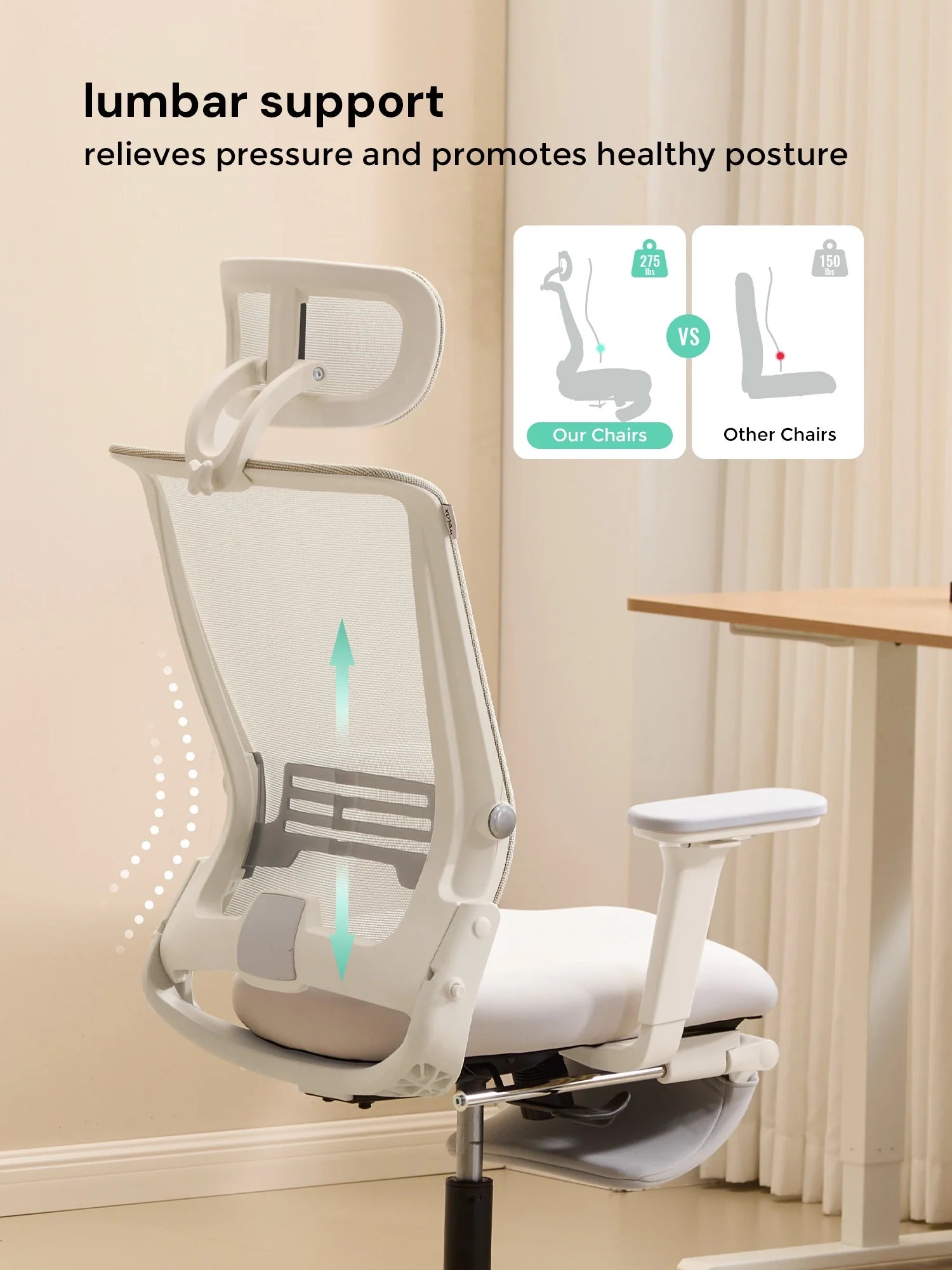 S4 Ergonomic Desk Chair with Foldable Backrest