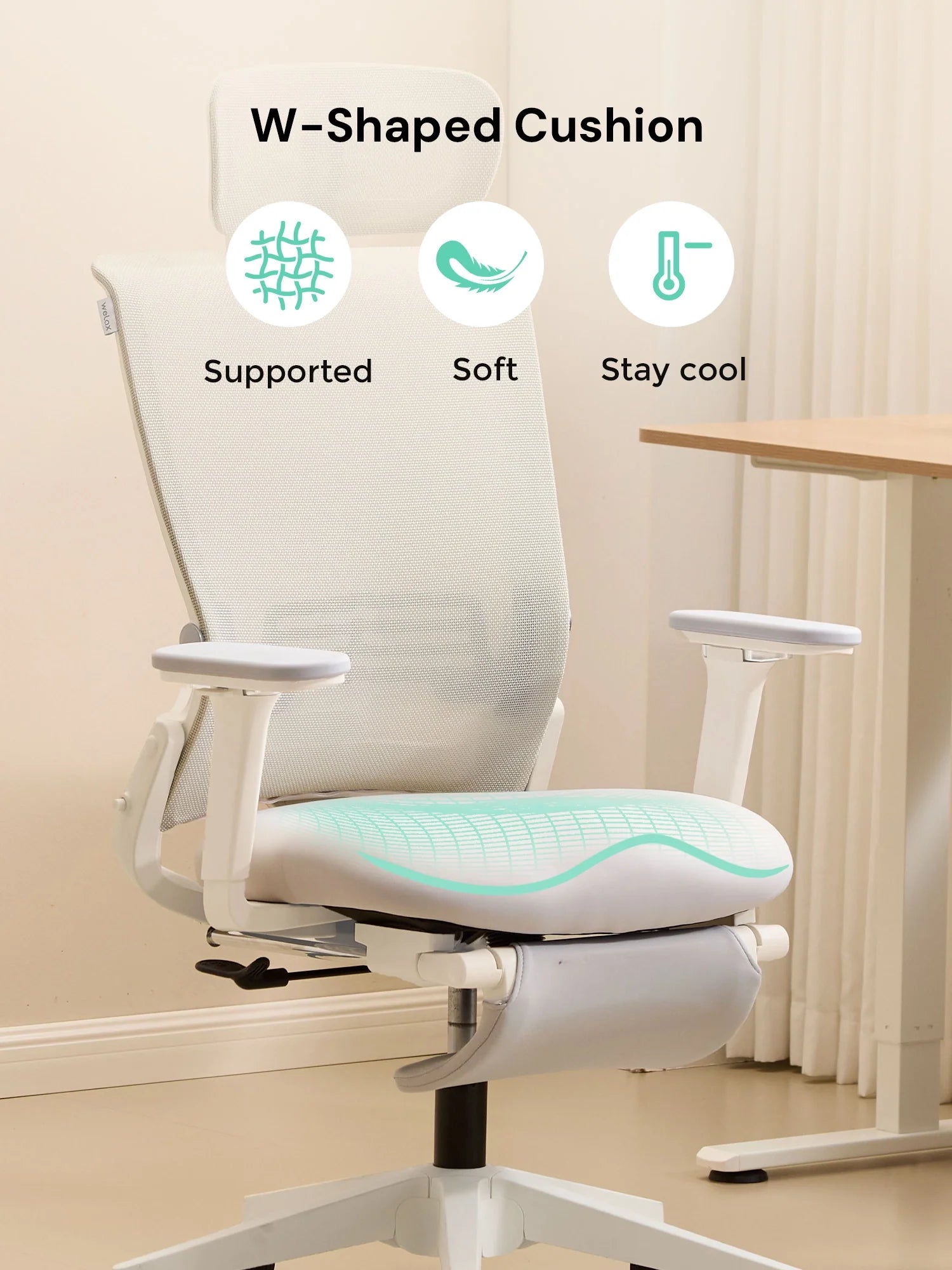 S4 Ergonomic Desk Chair with Foldable Backrest