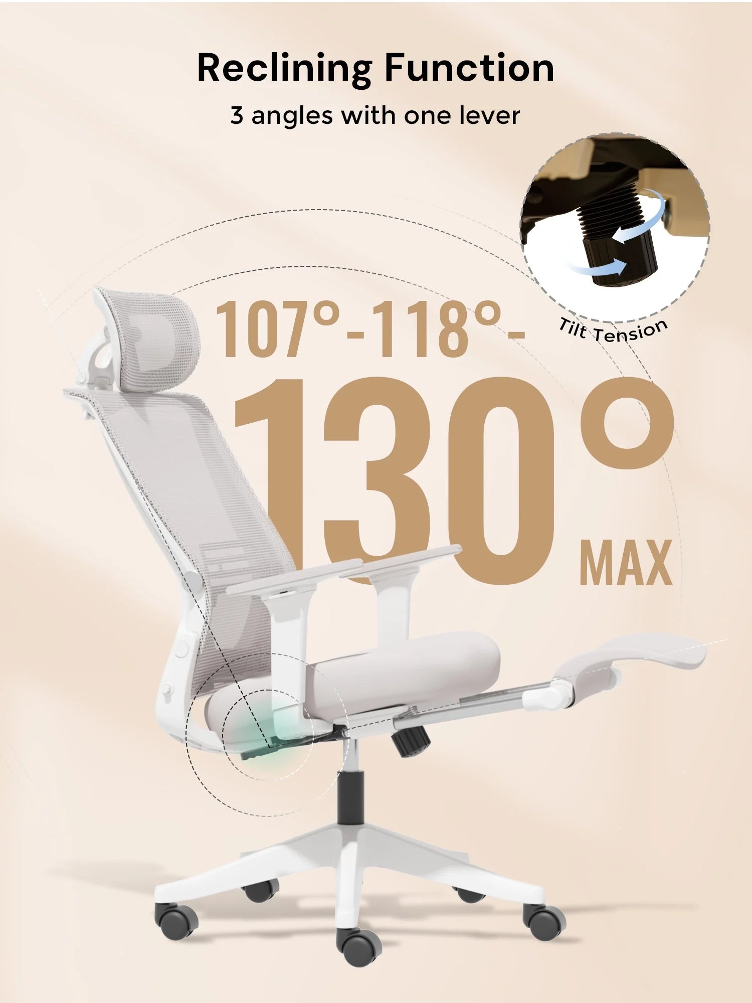 S4 Ergonomic Desk Chair with Foldable Backrest