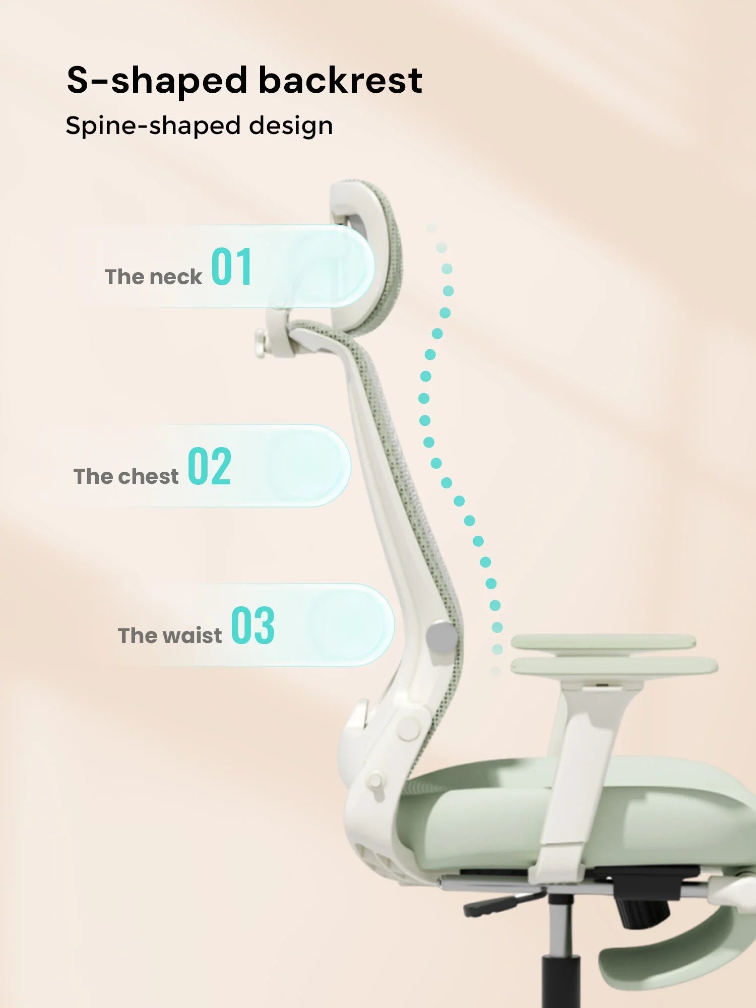 S4 Ergonomic Desk Chair with Foldable Backrest