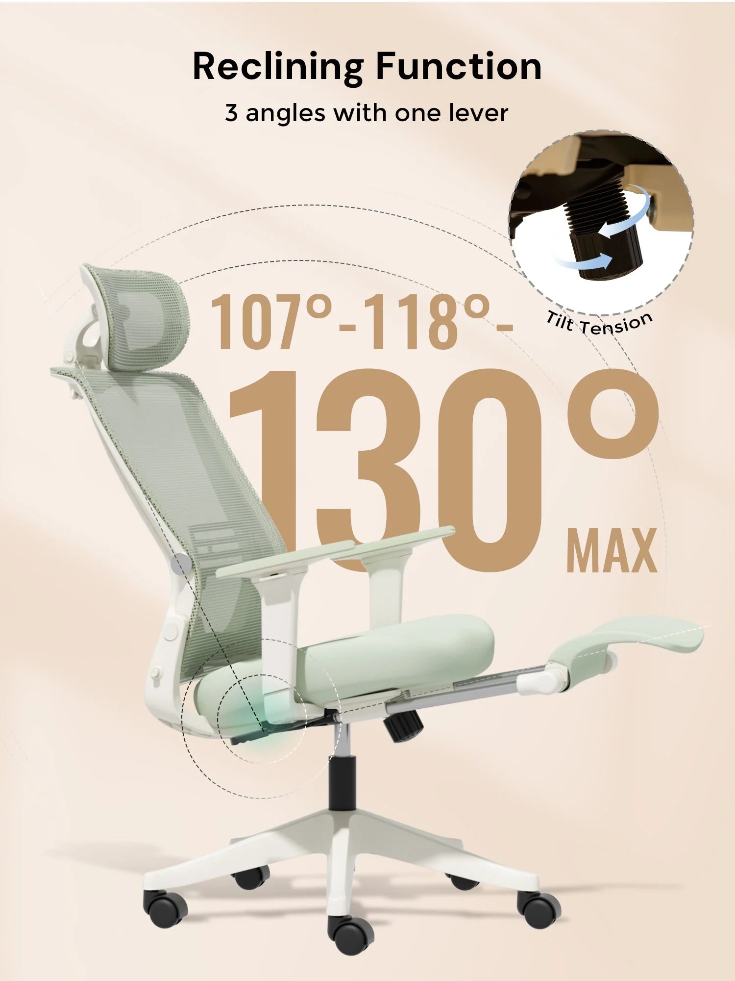 S4 Ergonomic Desk Chair with Foldable Backrest