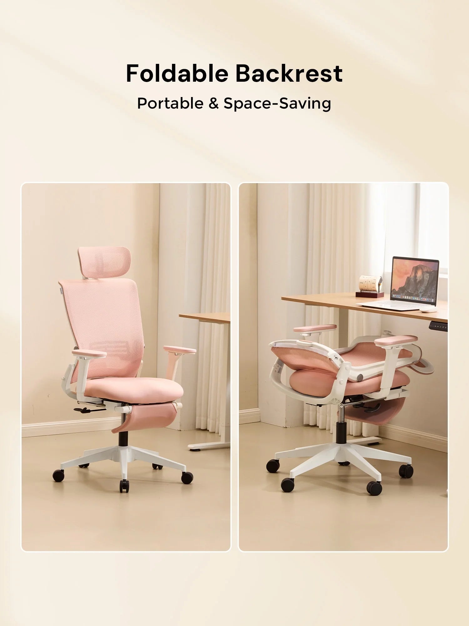 S4 Ergonomic Desk Chair with Foldable Backrest