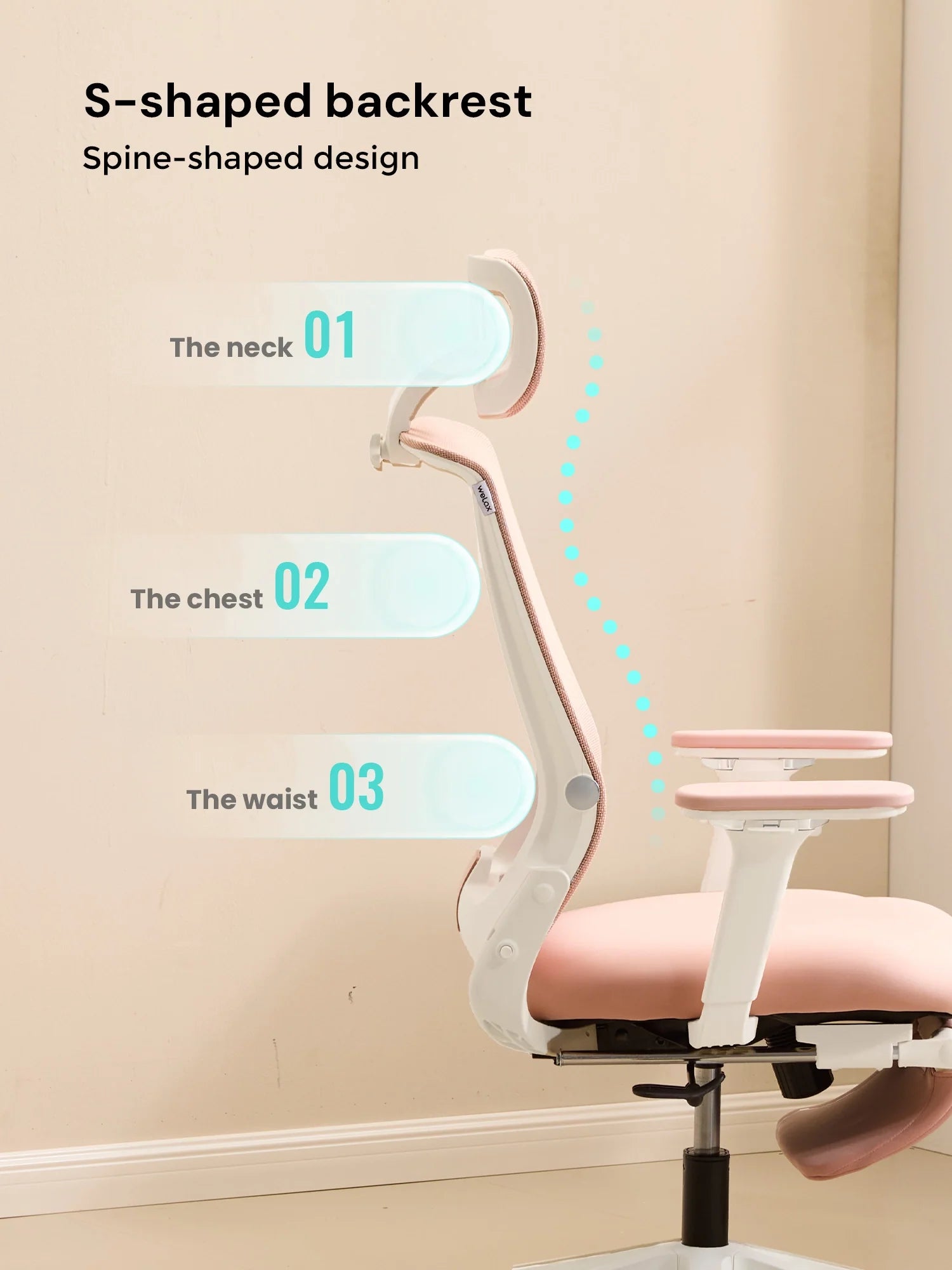 S4 Ergonomic Desk Chair with Foldable Backrest