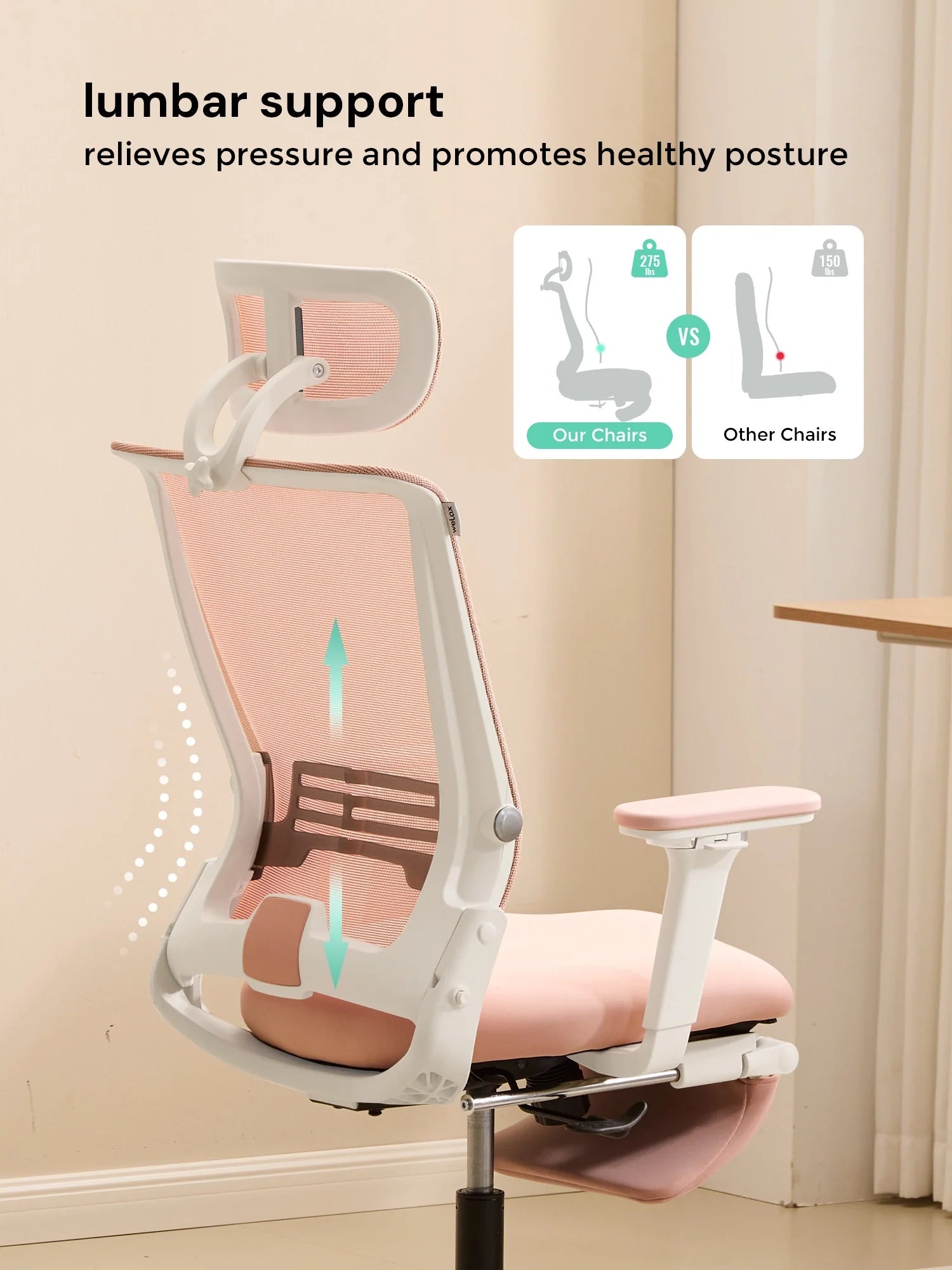 S4 Ergonomic Desk Chair with Foldable Backrest