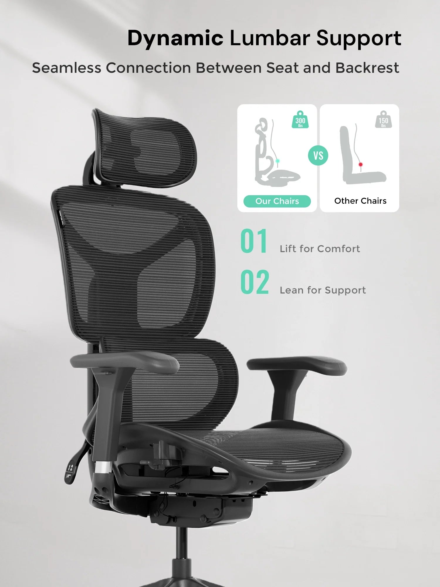 S9 Standard Ergonomic Office Chair with One-Touch Adjustment