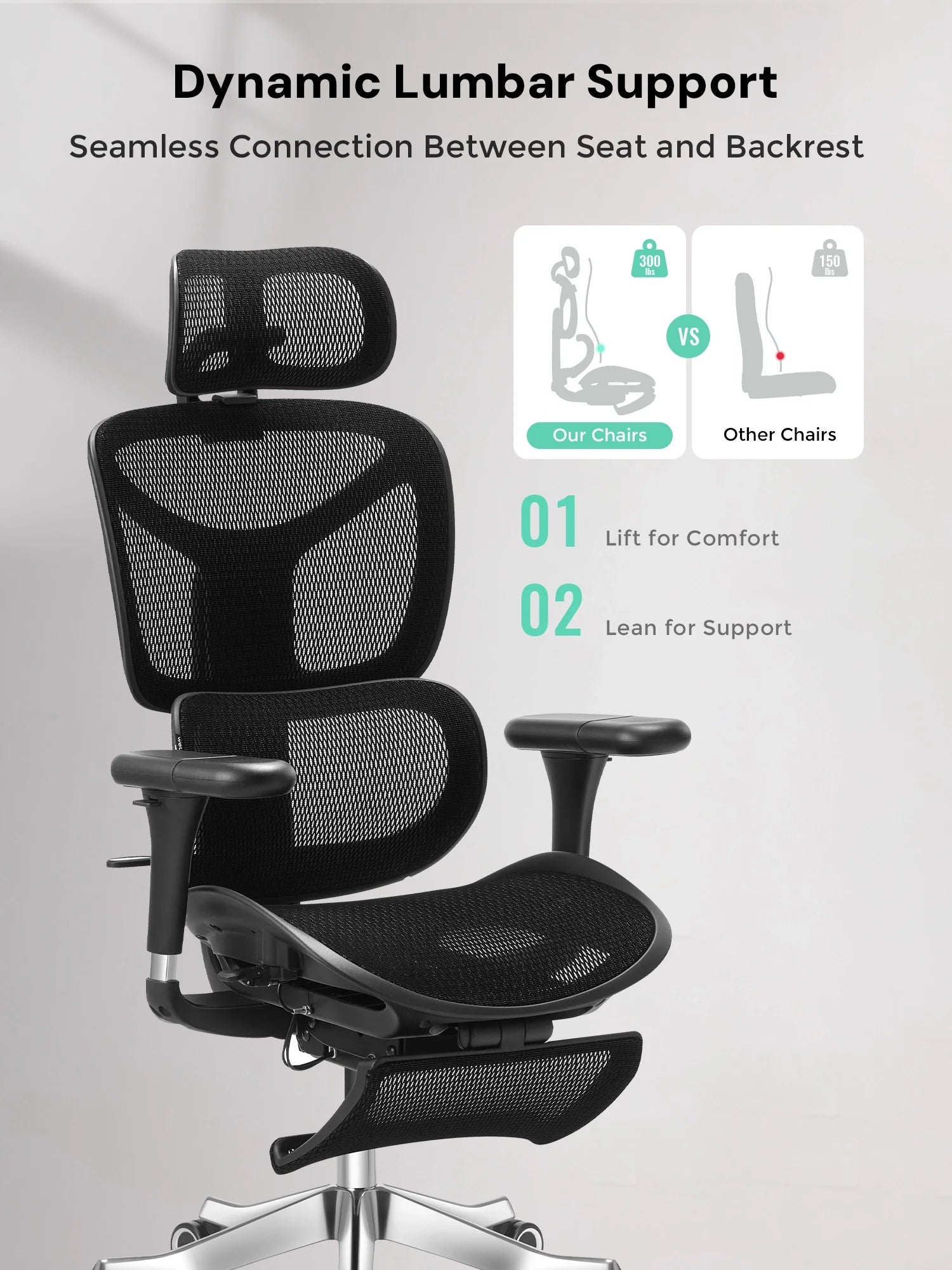 S9 Pro Ergonomic Office Chair with One-Touch Adjustment